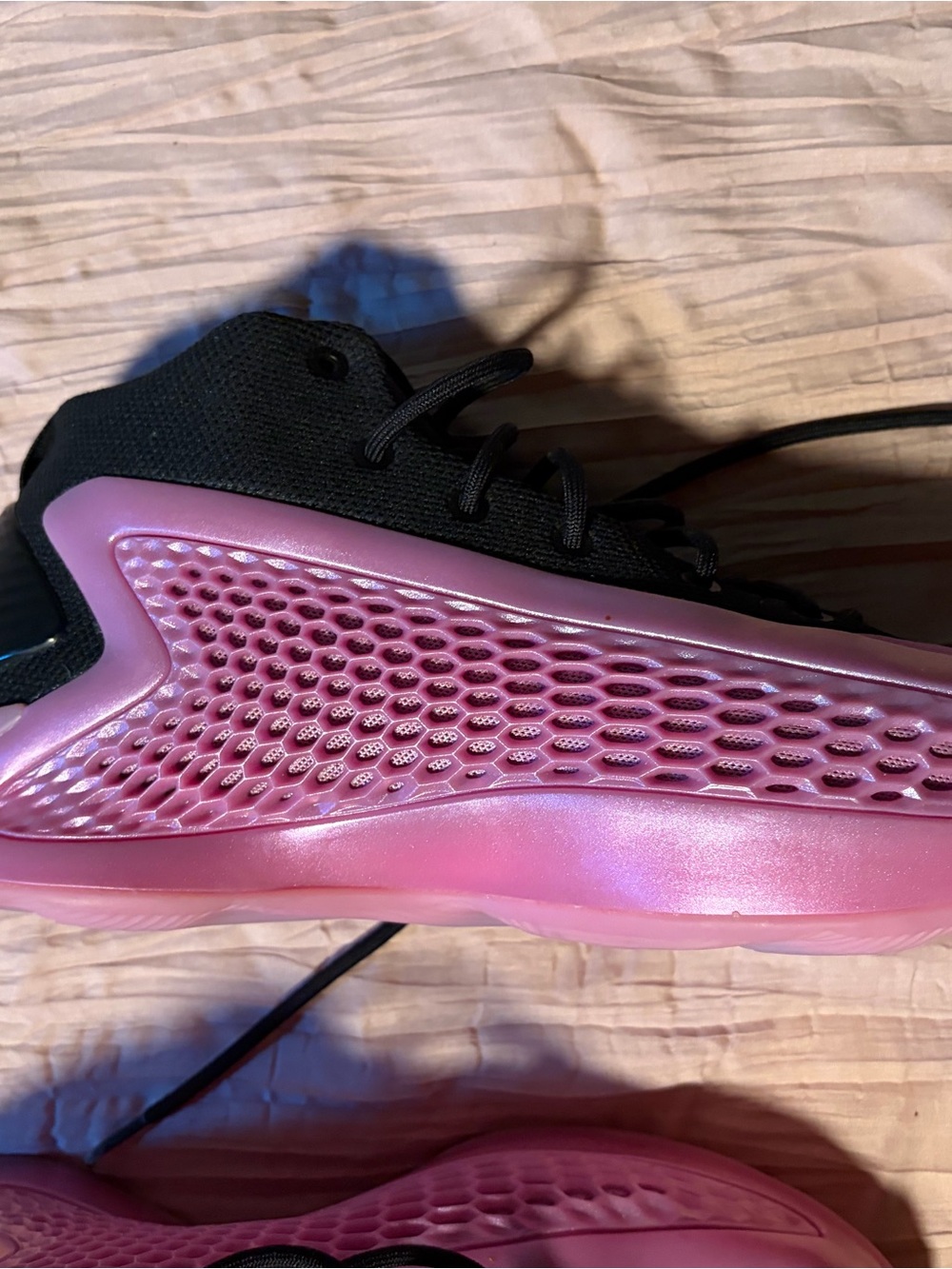 adidas Black and Pink Men's Anthony Edward’s Adidas A1 Athletic Sneakers